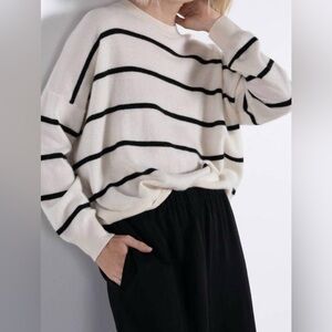 PARRISH LA cashmere charlie top in stripe Size Small